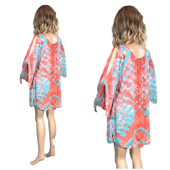 Pineapples Designed In Hawaii Bright Colored Split Sleeve Cover Up SZ L $60 - Picture 5 of 12
